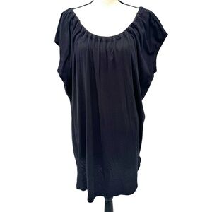 ORGANIC BY JOHN PATRICK BLACK COTTON ON OR OFF THE SHOULDER TUNIC DRESS